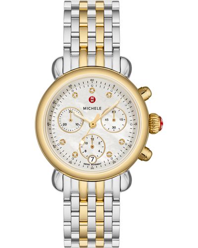 Michele Csx Two-tone Diamond Bracelet Watch - Metallic