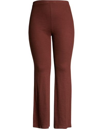 BP. High Waist Flare Cotton Blend Rib Pants In Brown Chocolate At Nordstrom Rack - Red