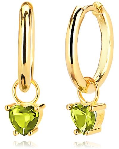 Gabi Rielle 14k Gold Plated Heart Cz Dangle Hoop Earrings - Metallic