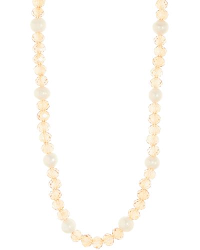 Natasha Couture Imitation Pearl Beaded Necklace - White