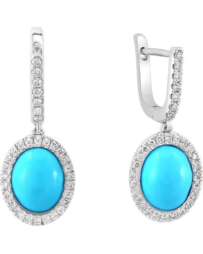 Effy 14k White Gold Diamond Turquoise Drop Earrings - Blue