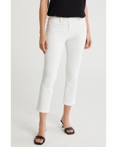 Tahari Slim Crop Knit Pants - White