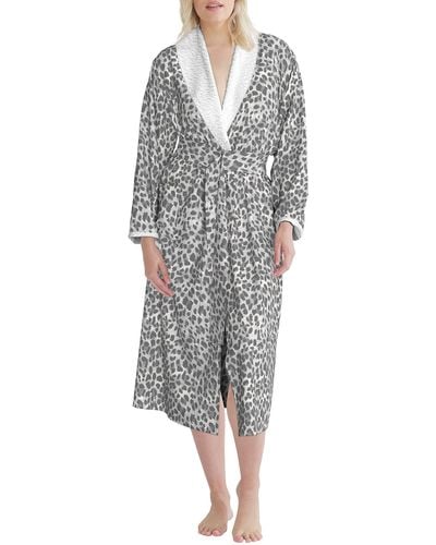 Carole Hochman Printed Plush Robe - Gray