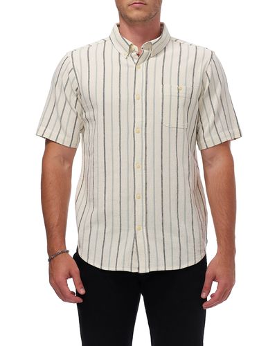 Ezekiel Hollow Short Sleeve Button-up Cotton Shirt - White