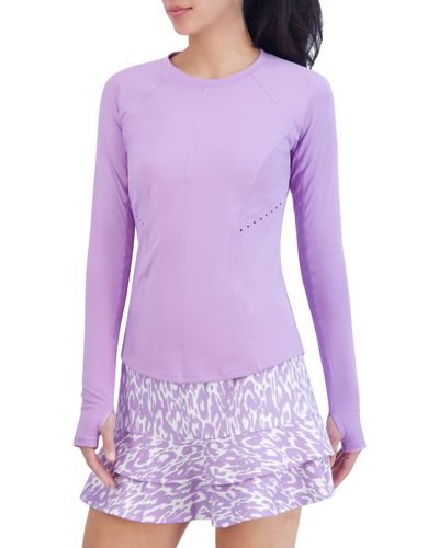 SAGE Collective Streamlined Perforated Long Sleeve Performance Top - Purple