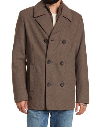 Kenneth Cole Classic Wool Peacoat - Brown