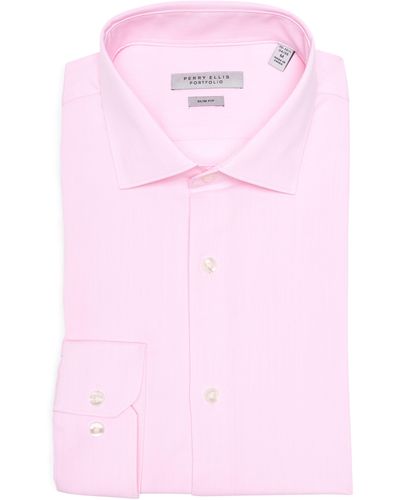 Perry Ellis Melange Slim Fit Solid Shirt - Pink