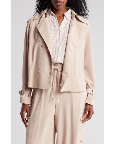 Adrianna Papell Crop Trench Coat - Natural