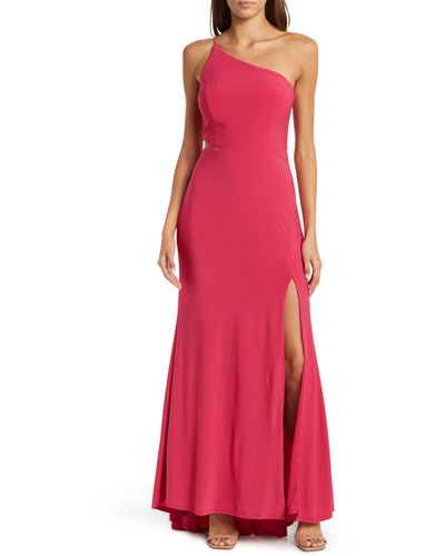 Jump Apparel One-shoulder Side Cutout Gown - Red