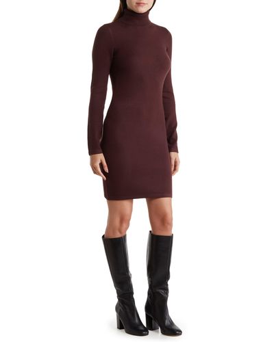 French Connection Soft Turtleneck Long Sleeve Sweater Dress - Red