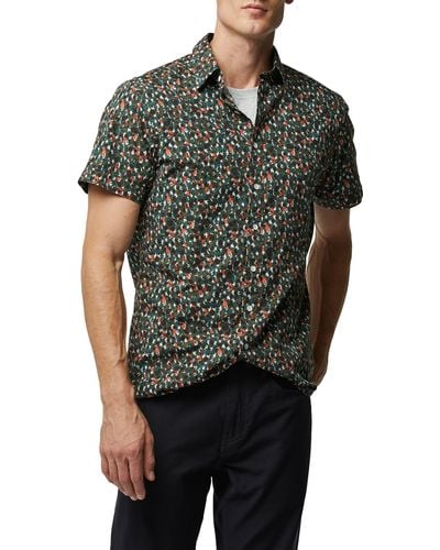 Rodd & Gunn Eglinton Flat Floral Short Sleeve Cotton Button-up Shirt - Black