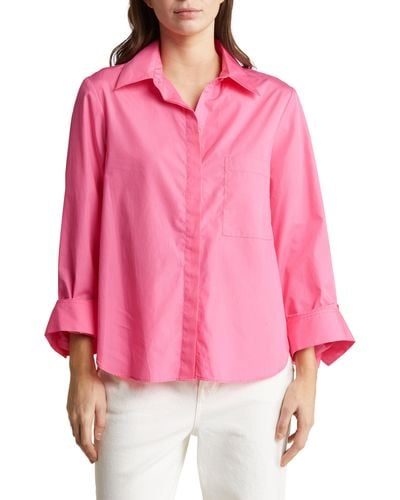 Twp Long Sleeve Button-up Tunic Shirt - Pink