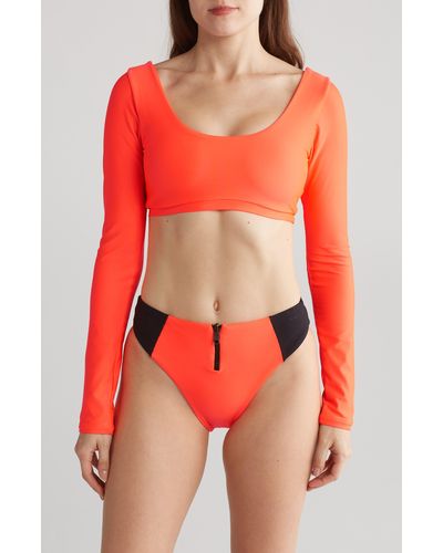 Maaji Fire Besti Mimmi Long Sleeve Reversible Two-piece Swimsuit - Red