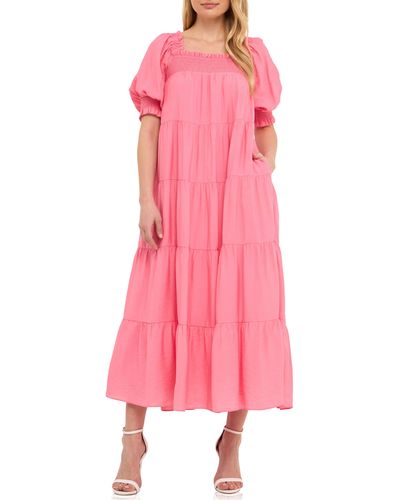 English Factory Smocked Maxi Dress - Pink