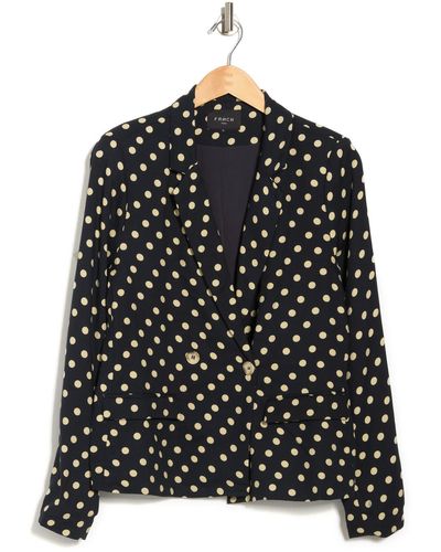 FRNCH Leissa Polka Dot Double-breasted Notch Lapel Blazer In Navy At Nordstrom Rack - Blue