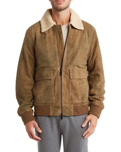 Slate & Stone Faux Shearling Suede Aviator Jacket In Sand At Nordstrom Rack - Brown