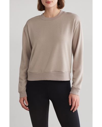 90 Degrees Missy Terry Brushed Long Sleeve - Gray