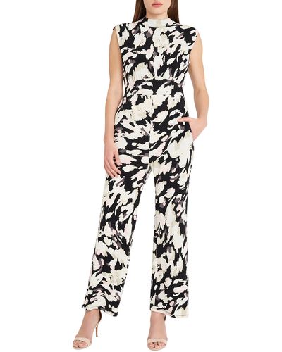 DONNA MORGAN FOR MAGGY Mock Neck Sleeveless Jumpsuit - White