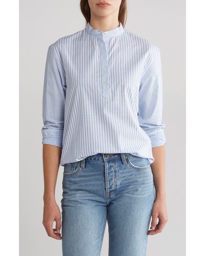 The Kooples Stripe Long Sleeve Cotton Button-up Shirt - Blue
