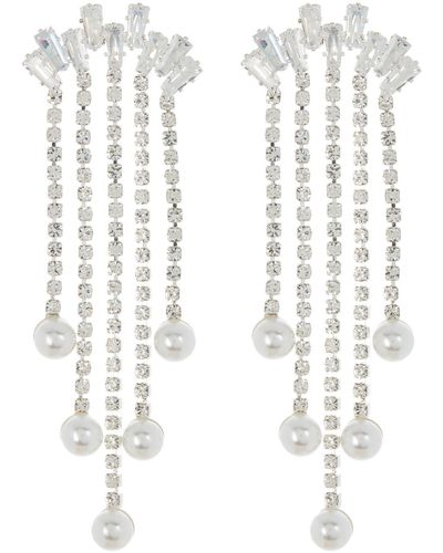 Tasha Cubic Zirconia & Imitation Pearl Cascading Drop Earrings - White
