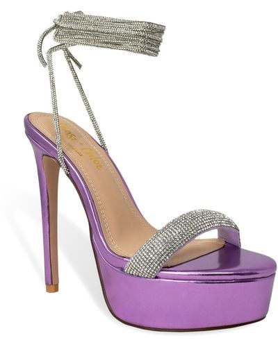 In Touch Footwear Alessia Rhinestone Platform Sandal - Purple
