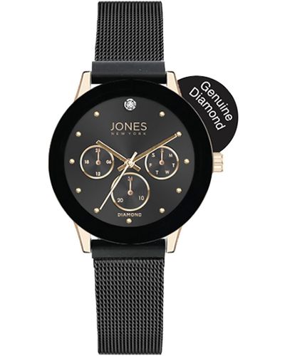 Jones New York Diamond Dial Mesh Strap Watch - Black