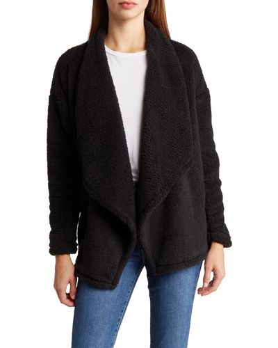 Lucky Brand Faux Shearling Cardigan - Black