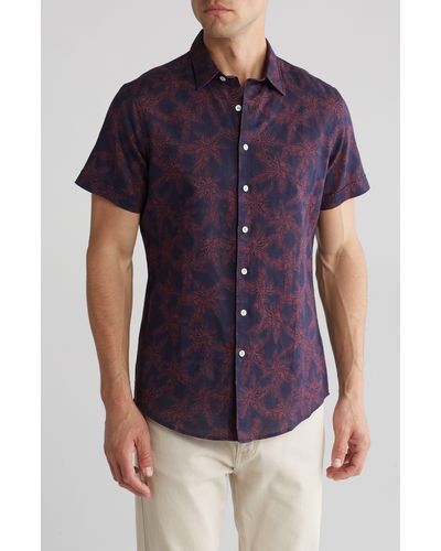 Rodd & Gunn Short Sleeve Linen & Cotton Blend Button-up Shirt - Blue