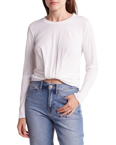 Lush Front Twist Long Sleeve T-shirt - White