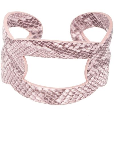 Saachi Ogee Snakeskin Embossed Cuff Bracelet - Pink