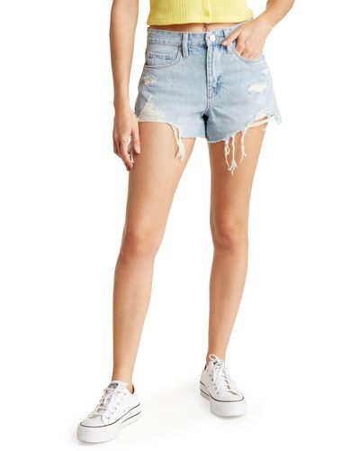 Blank NYC Barrow Distressed High Waist Cutoff Denim Shorts - Blue