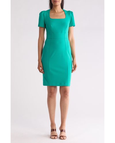 Calvin Klein Square Neck Sheath Dress - Green