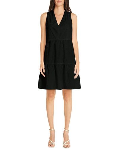 Maggy London Sleeveless Tiered Fit & Flare Dress - Black