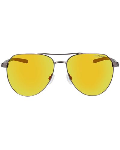 Nike Club Nine 60mm Polarized Aviator Sunglasses - Yellow