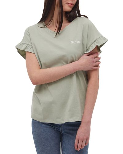 Bench Velmina Ruffle Sleeve T-shirt - Gray