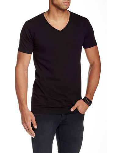 Lindbergh V-neck Stretch T-shirt - Black