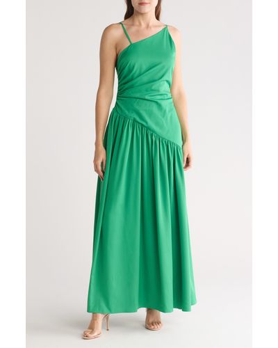 AREA STARS Janis Asymmetric Maxi Dress - Green