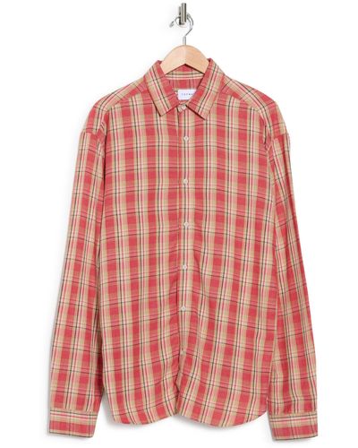 TOPMAN Relaxed Fit Plaid Button-up Shirt - Pink