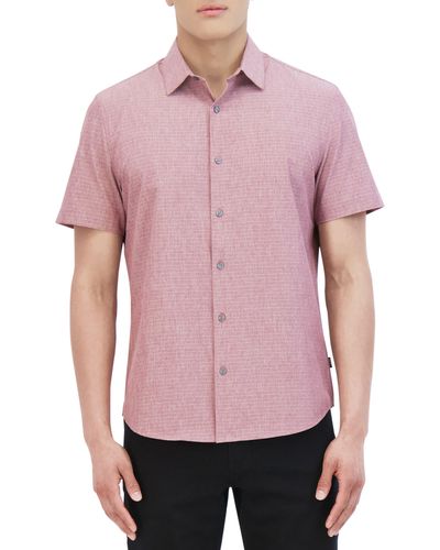 DKNY Ezra Short Sleeve Button-up Shirt - Pink