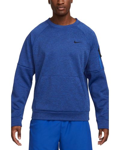 Nike Therma-fit Fitness Crew Neck Life Sweatshirt - Blue