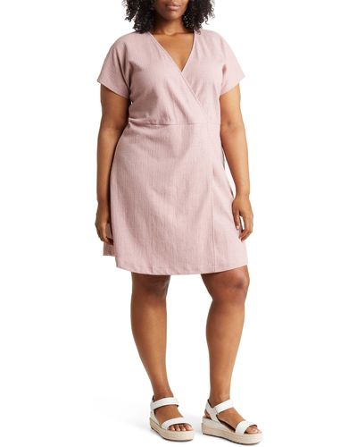 Madewell Texture Thread Wrap Dress - Pink