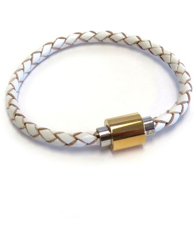 Liza Schwartz Braided Leather Magnetic Bracelet - Metallic