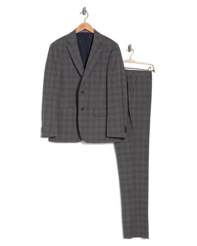 Tommy Hilfiger Archer Charcoal Plaid Wool Blend Suit At Nordstrom Rack - Gray