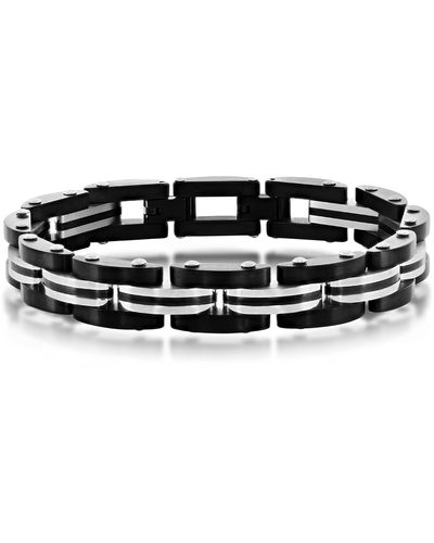 Black Jack Jewelry Two-tone Stripe Bracelet - Black