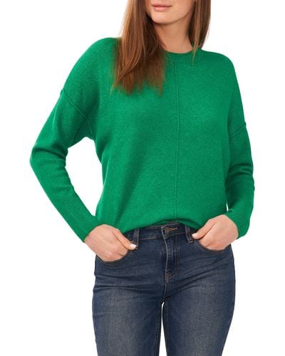 Vince Camuto Exposed Seam Crewneck Sweater - Green