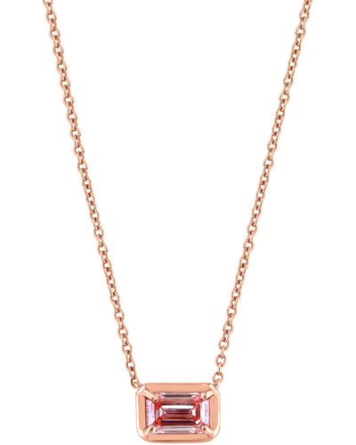 Effy 14k Rose Gold Lab Created Pink Diamond Pendant Necklace - White