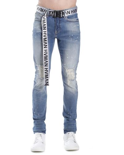 HVMAN Distressed Skinny Jeans - Blue