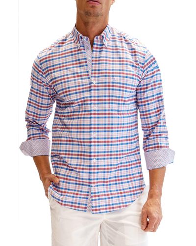 Tailorbyrd Regular Fit Heritage Plaid Cotton Button-down Shirt - Blue