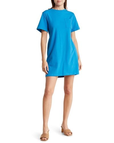 Lush Twist Back Cutout T-shirt Dress - Blue