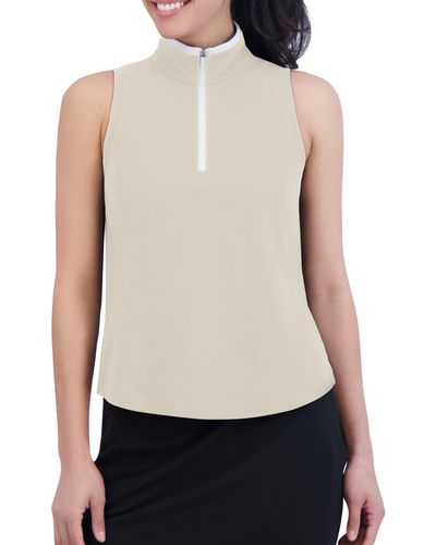 SAGE Collective Essential Piqué Collared Sleeveless Top - White